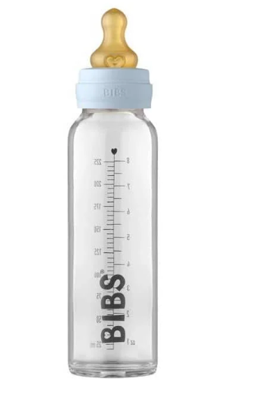 BIBS Glass Baby Bottle Round Latex 1 pack 240 ml Medium Flow Sage