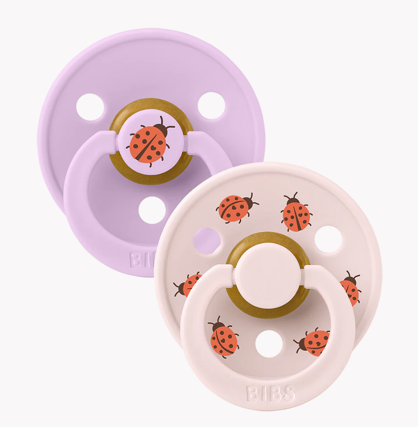 BIBS Pacifier Studio Colour 2 PACK Ladybug Latex - Violet Sky Mix