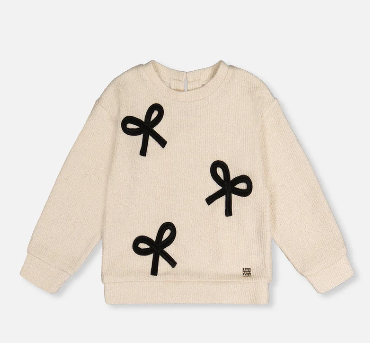 Sweatshirt With Bows Beige And Black