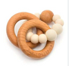 Bubble Silicone And Wood Teether - beige