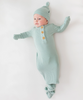 kyte Ribbed Knotted Gown with Hat Set in sage
