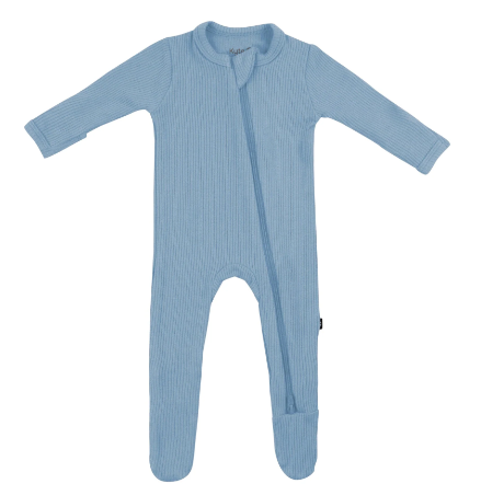 kyte Ribbed  Zipper Footie in slate