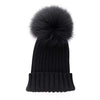 Olilia black single pom merino hat
