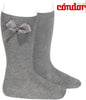 KNEE-HIGH SOCKS WITH GROSSGRAIN SIDE BOW  221 grey