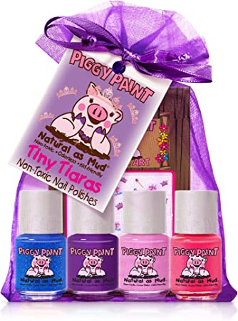 Piggy Paint Tiny Tiaras [5 Pack] Gift Set Including Nail Art Stickers