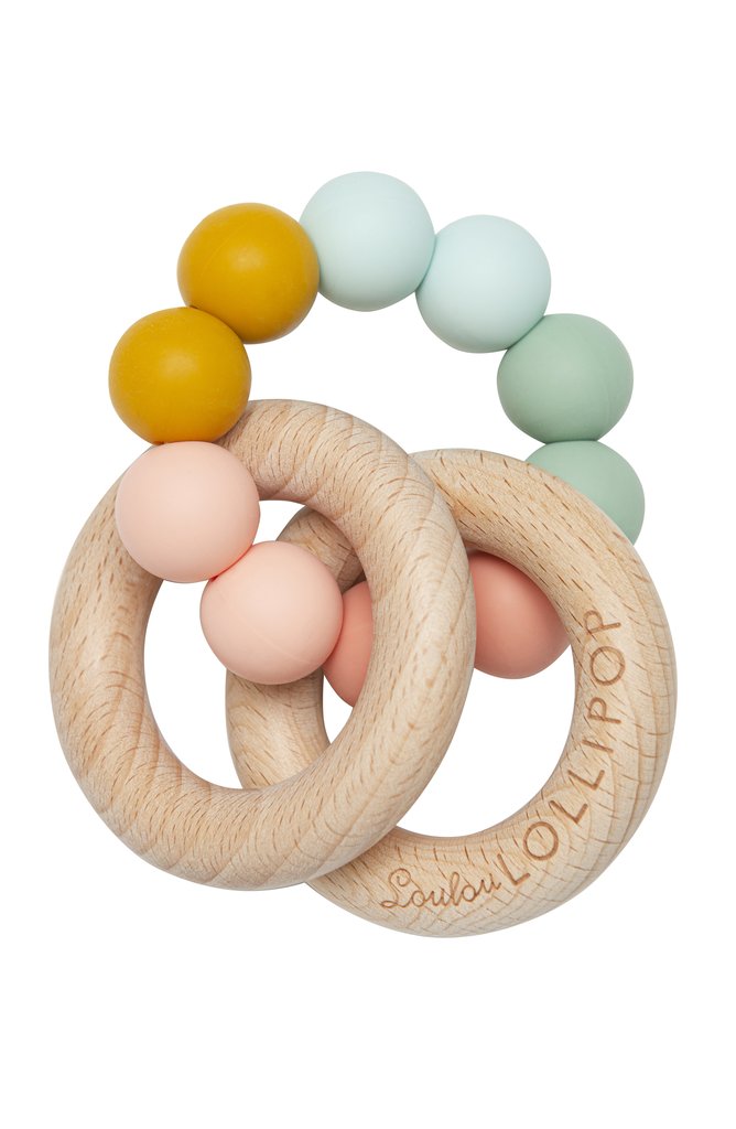Bubble Silicone And Wood Teether - Rainbow