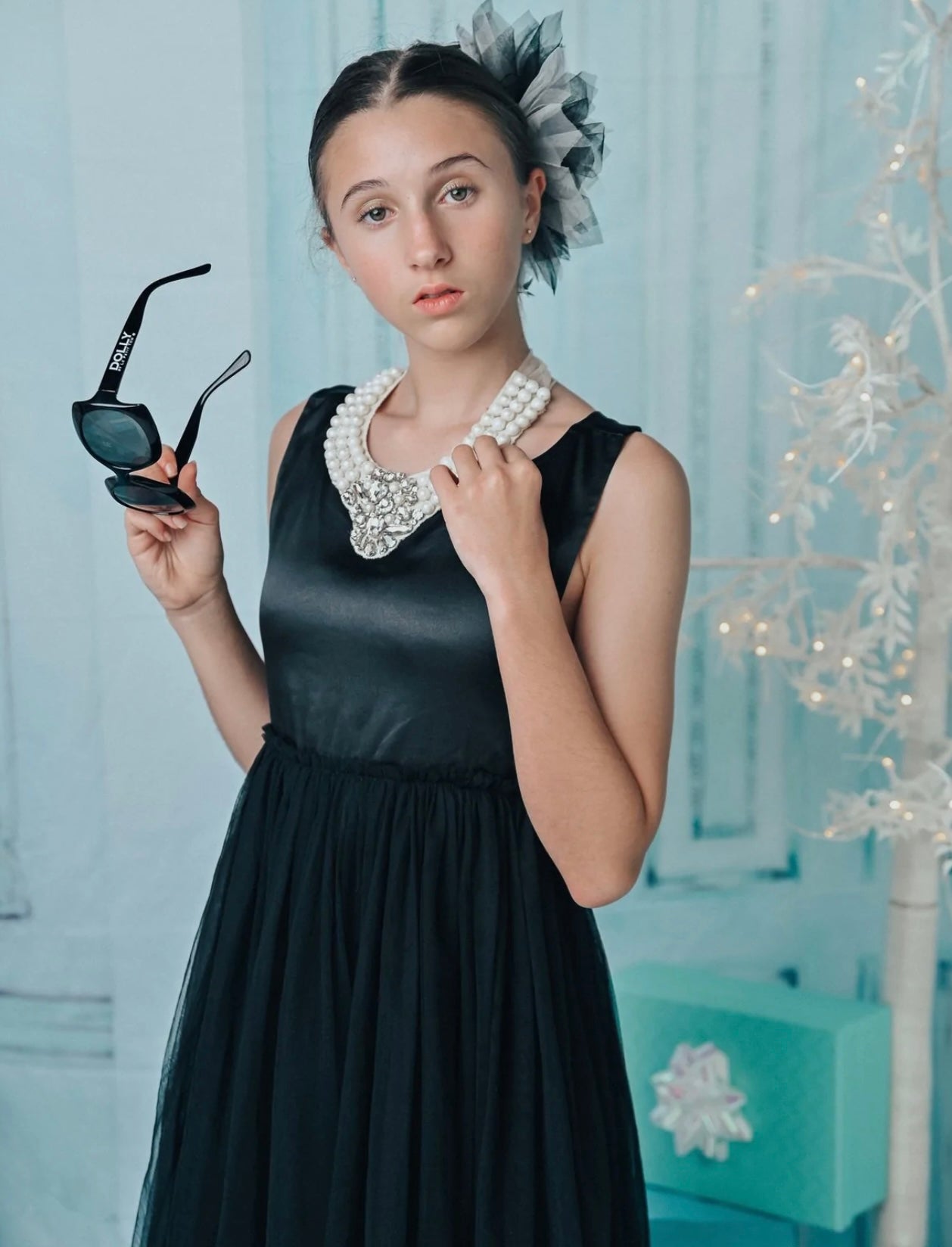 DOLLY GOLIGHTLY BREAKFAST TIFFANY'S SATIN MAXI TUTU DRESS BLACK