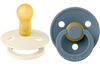 BIBS Pacifier Original COLOUR Latex 2 PK Ivory / Petrol