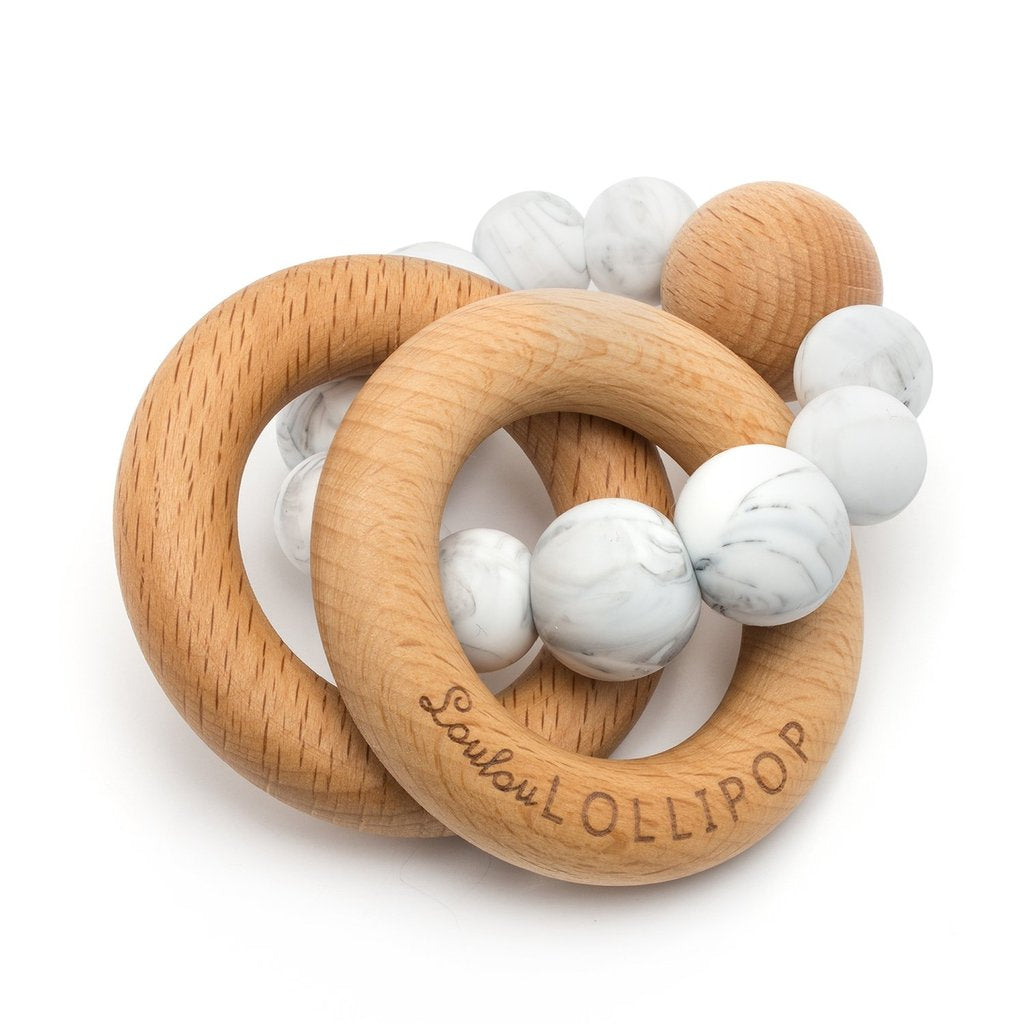 Bubble Silicone And Wood Teether - marble