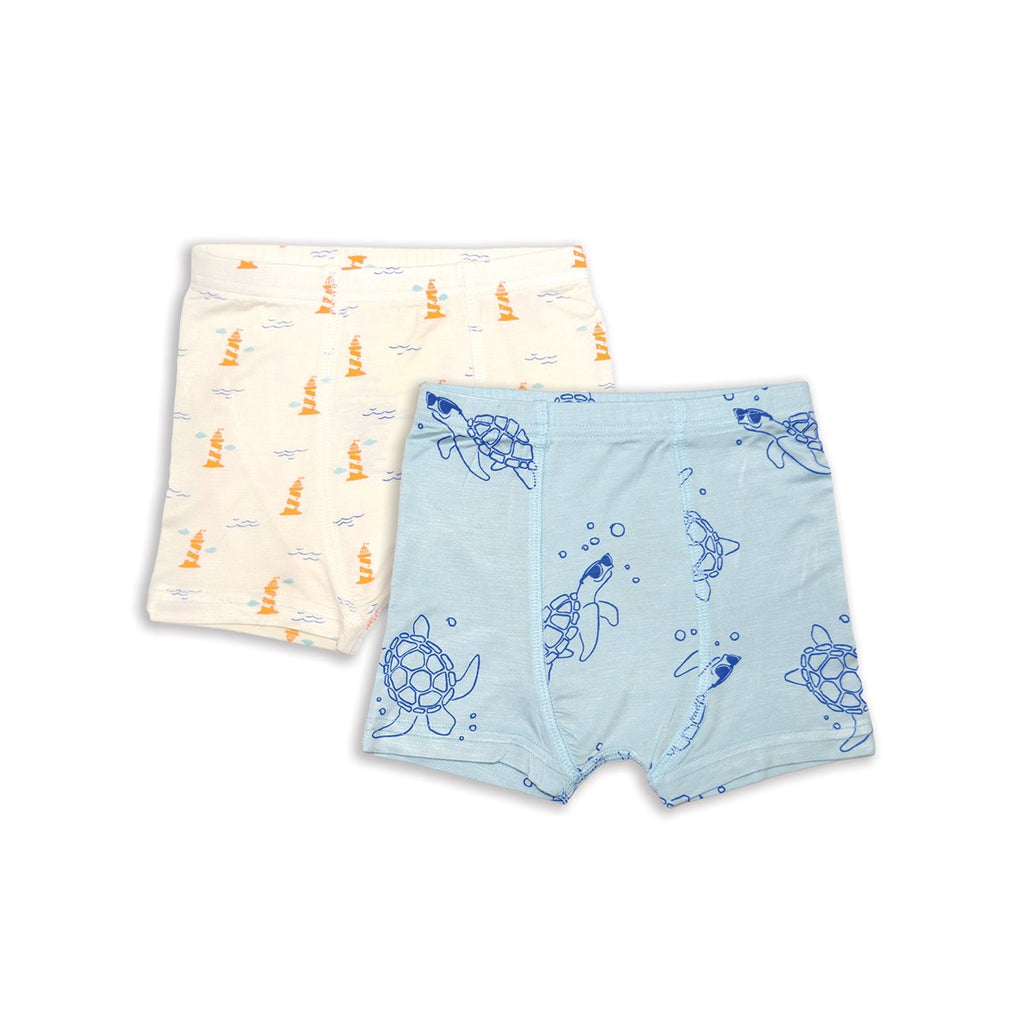 Bamboo Underwear Shorts 2 pack (Sea Turtle Print/lighthouse)