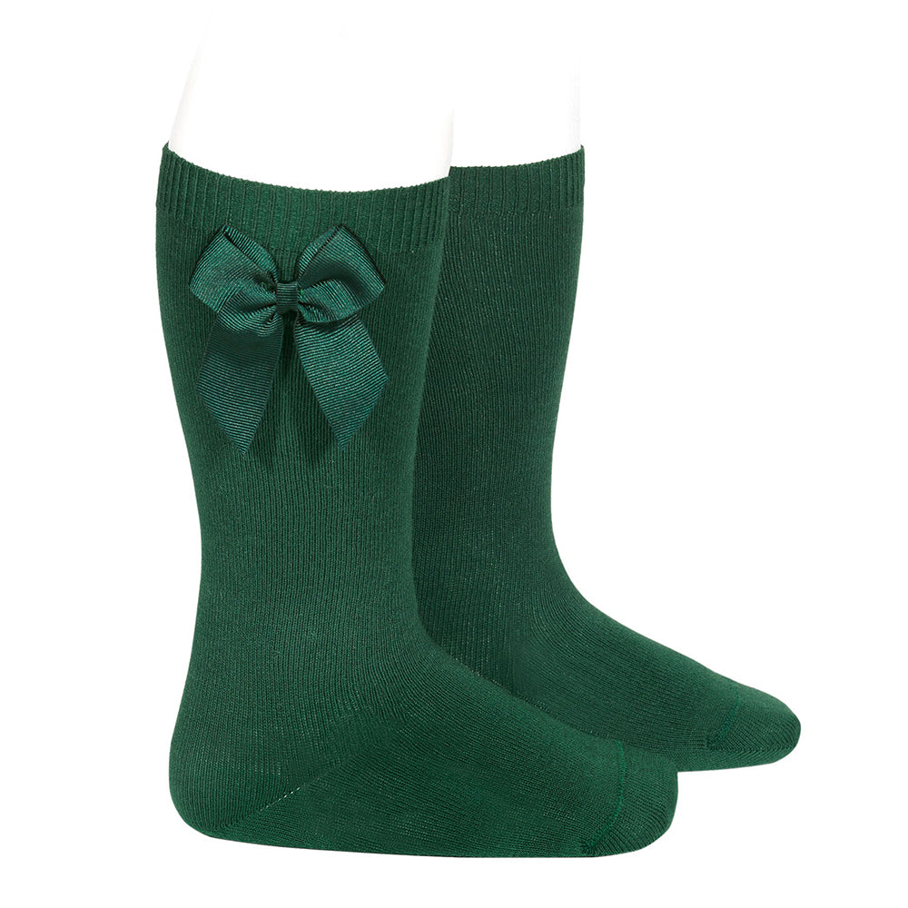KNEE-HIGH SOCKS WITH GROSSGRAIN SIDE BOW  780 green