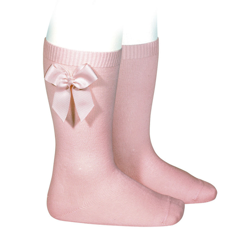 KNEE-HIGH SOCKS WITH GROSSGRAIN SIDE BOW  pink 526